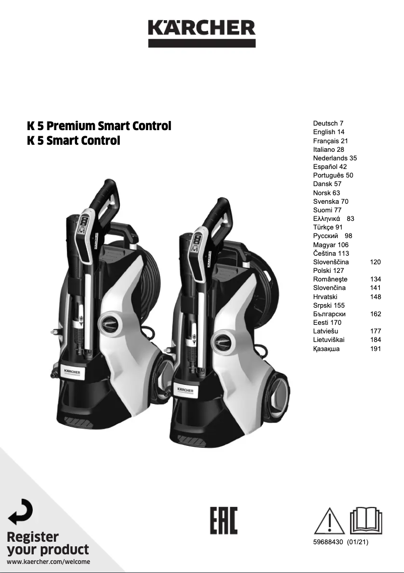 Page n°1 - Manuel utilisateur Kärcher K5 Smart Control