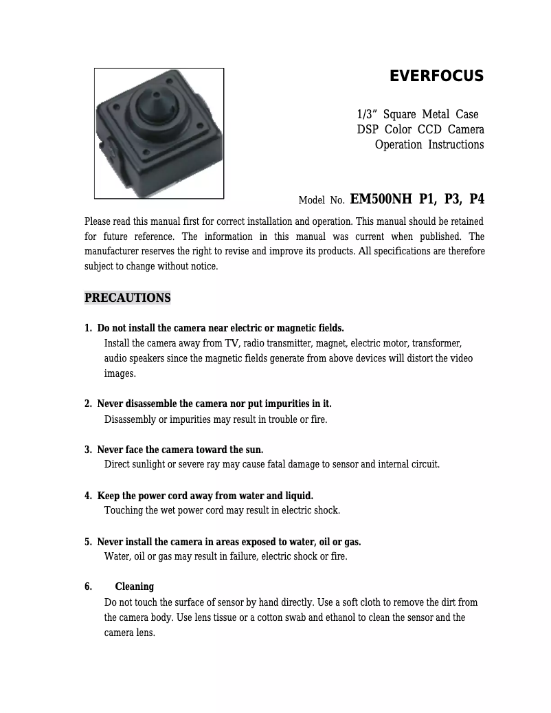 Page n°1 - Manuel utilisateur EverFocus EM500NHP1
