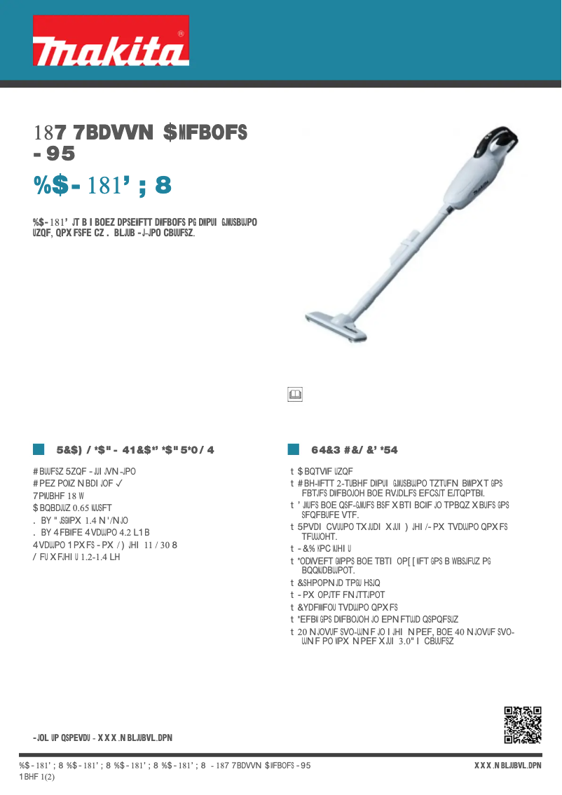 Page 1 de la notice Fiche technique Makita DCL181FZW