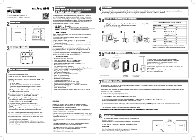 Page 1 de la notice Manuel utilisateur Vemer Asso Wi-Fi