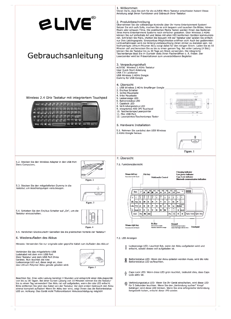 Page n°1 - Manuel utilisateur eLive KW250LDE