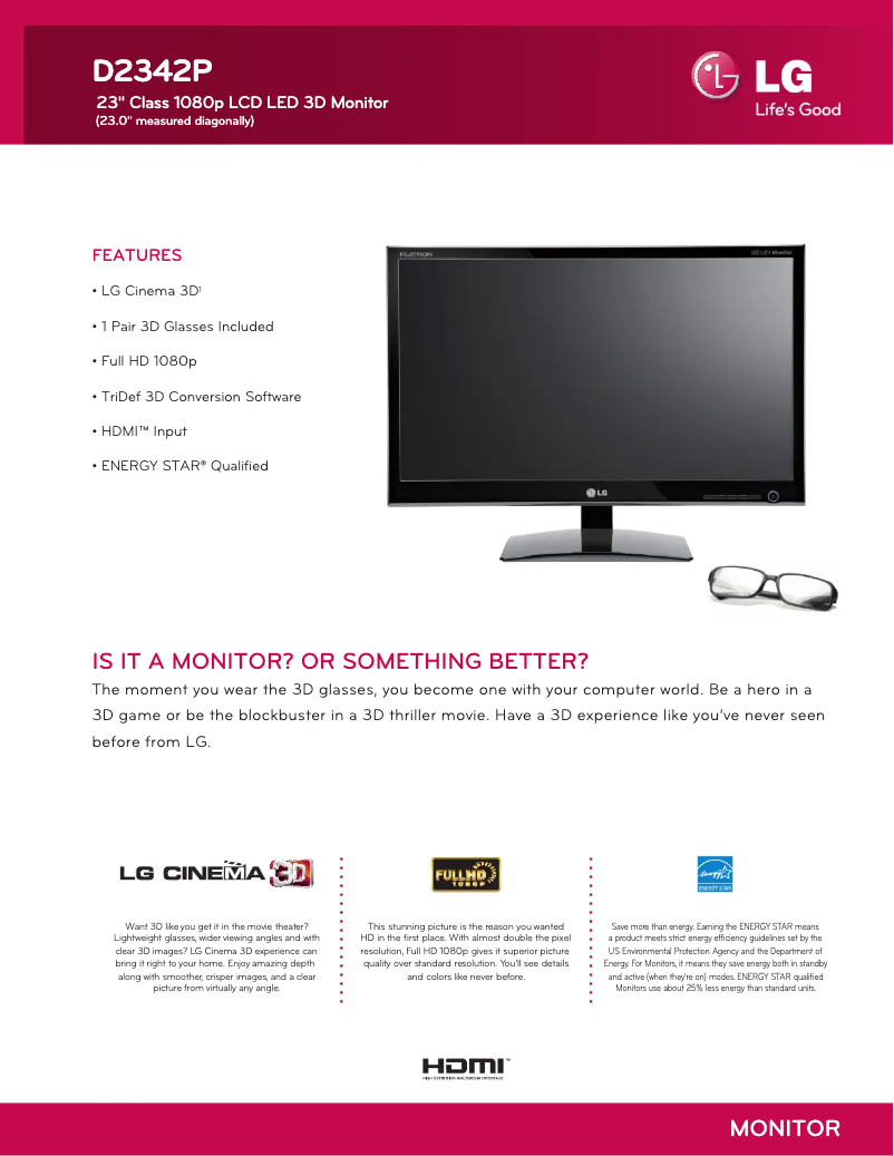 Page n°1 - Fiche technique LG D2342P-PN