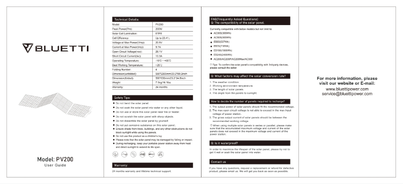 Image de la première page du manuel de l'appareil PV200S