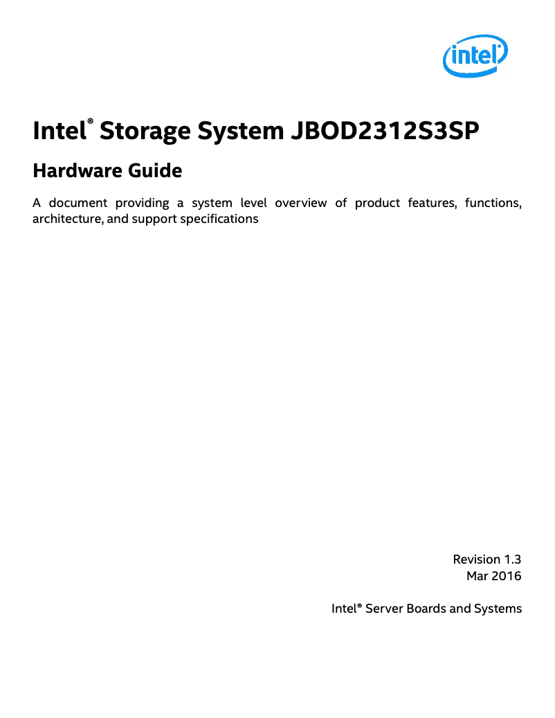 Page n°1 - Manuel utilisateur Intel Storage System JBOD2312S3SP
