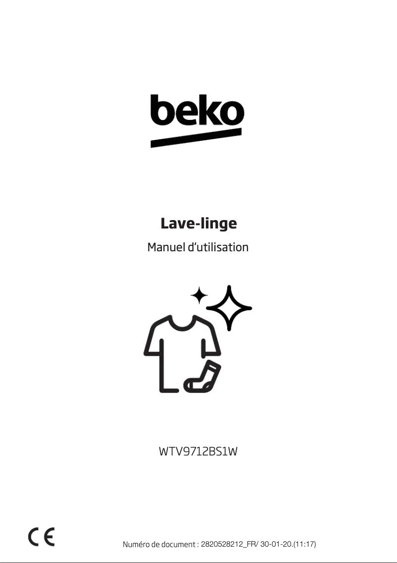 Page 1 de la notice Manuel utilisateur Beko WTV9712BS1W