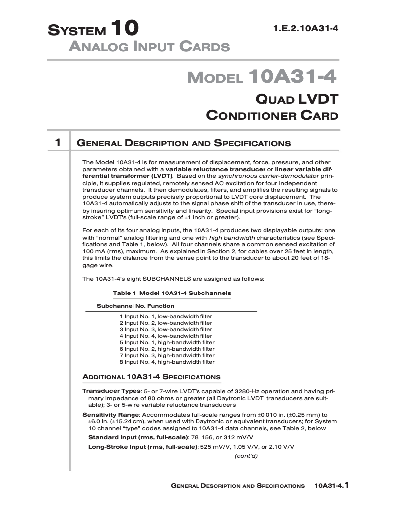 Page 1 de la notice Manuel utilisateur Daytronic 10A31-4