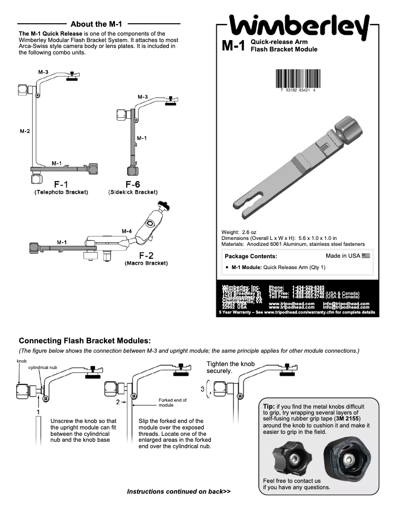 Image de la première page du manuel de l'appareil M-1