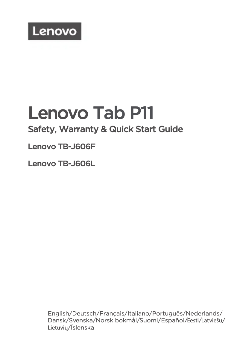 Page n°1 - Manuel utilisateur Lenovo Tab P11 Plus
