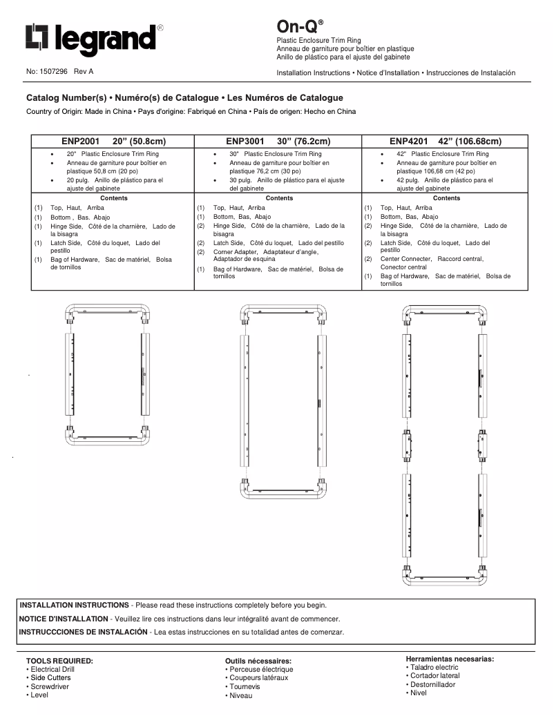 Page n°1 - Manuel utilisateur On-Q ENP4201