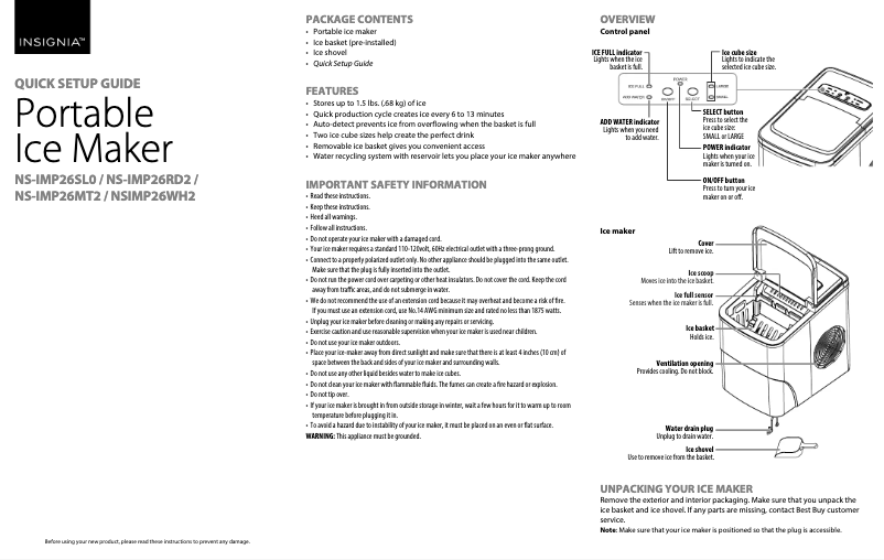 Image de la première page du manuel de l'appareil NS-IMP26WH2