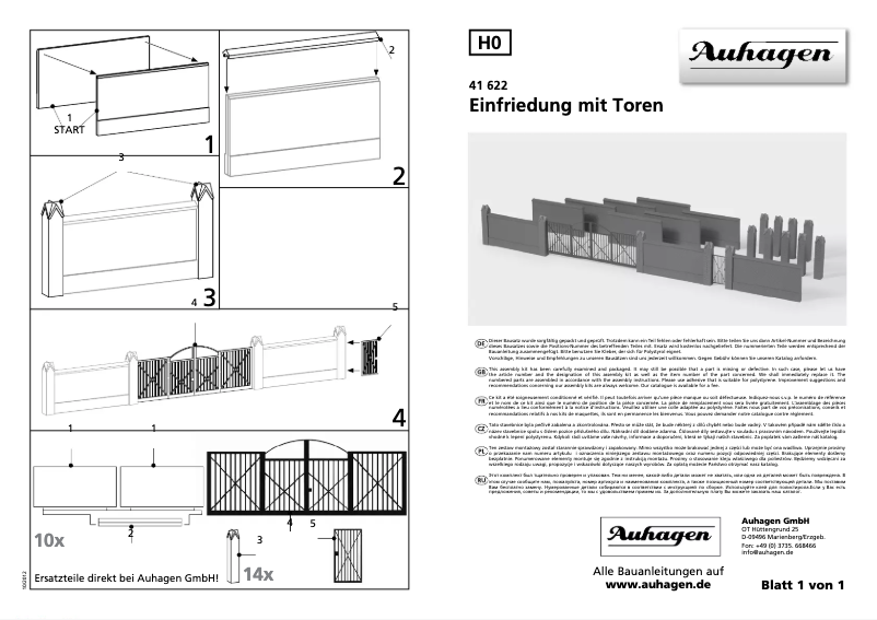 Page 1 de la notice Manuel utilisateur Auhagen 41622
