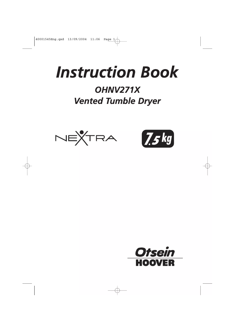 Page n°1 - Manuel utilisateur Otsein-Hoover OHNV 271 X
