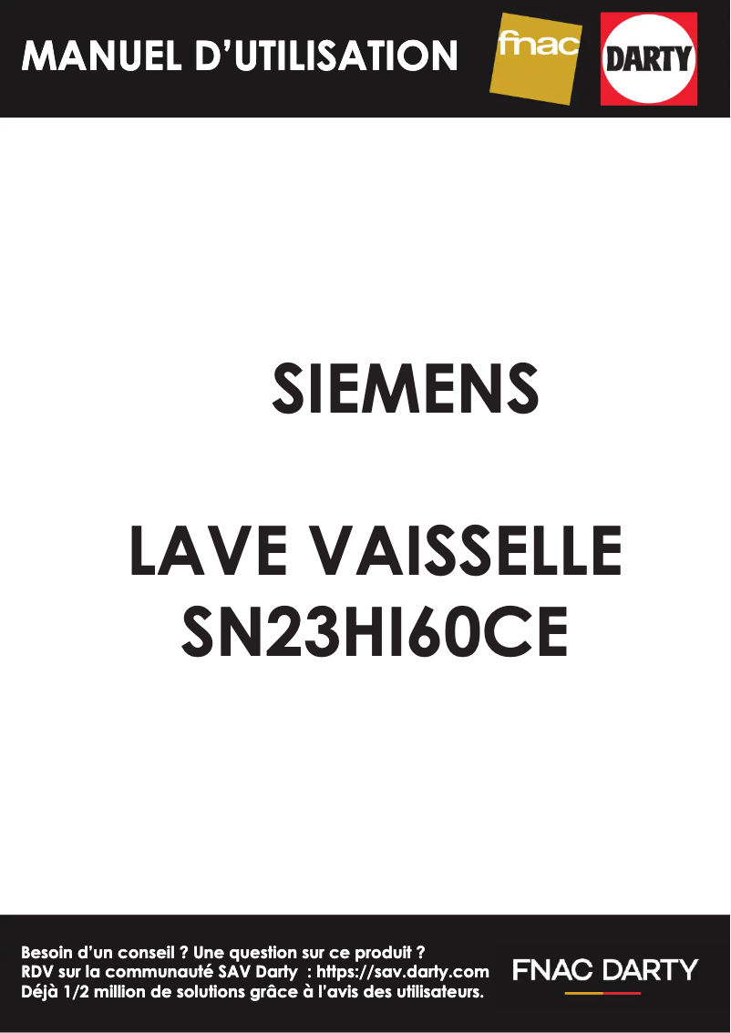 Page 1 de la notice Manuel utilisateur Siemens SN23HI60CE