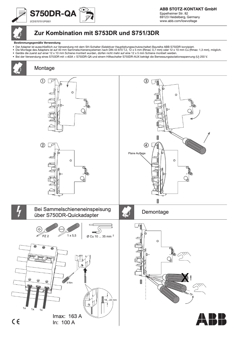 Page 1 de la notice Manuel utilisateur ABB S750DR-QA