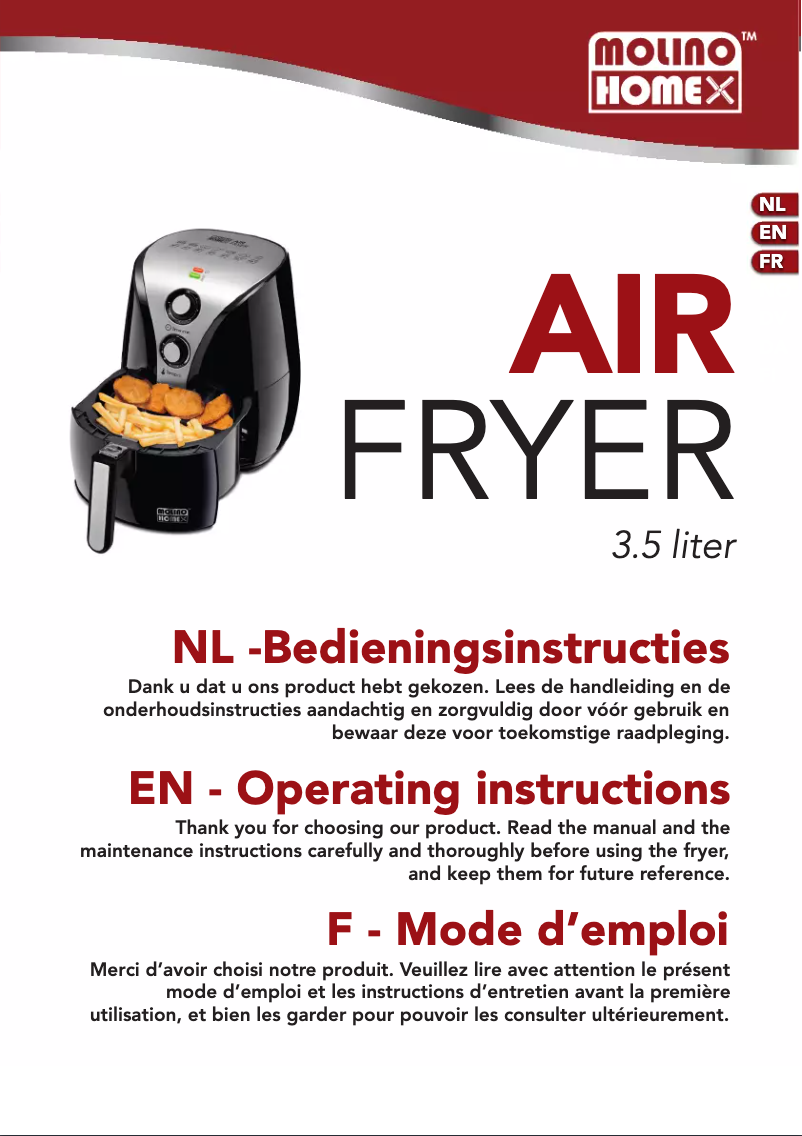 Página 1 del manual Manual de usuario Molino Home Air Fryer