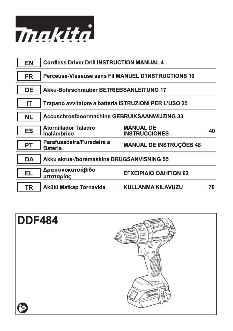 Page 1 de la notice Manuel utilisateur Makita DDF484Z