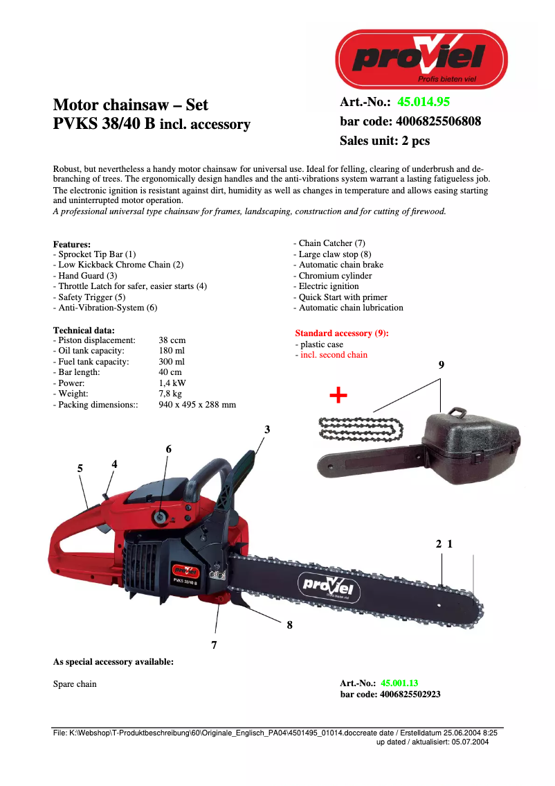 Página 1 del manual Manual de usuario Proviel PVKS 38/40 B