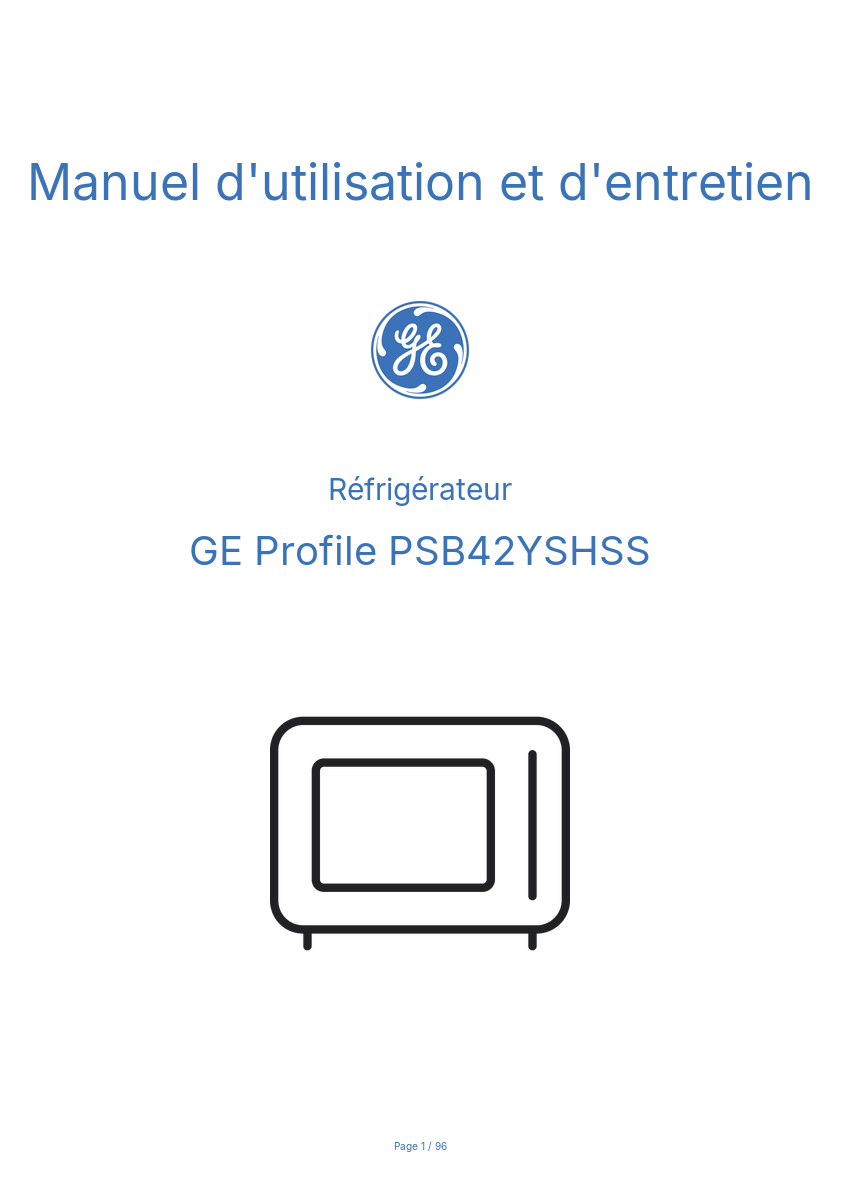 Image de la première page du manuel de l'appareil Profile PSB42YSHSS