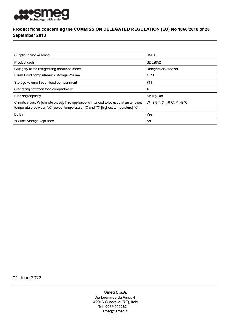 Page n°1 - Brochure Smeg BD328V2