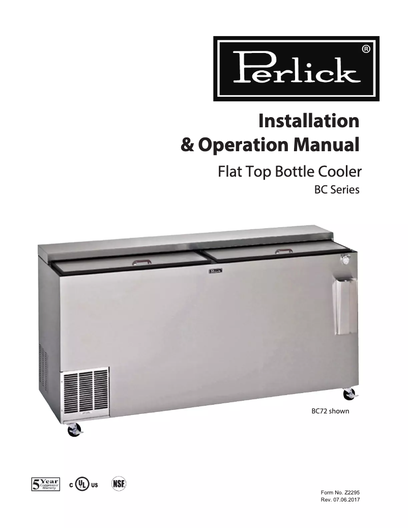 Page 1 de la notice Manuel utilisateur Perlick BC60