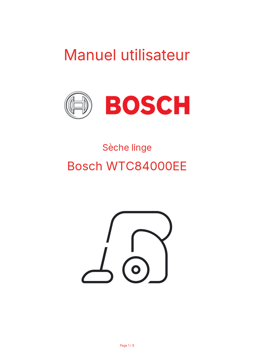Image de la première page du manuel de l'appareil WTC84000EE