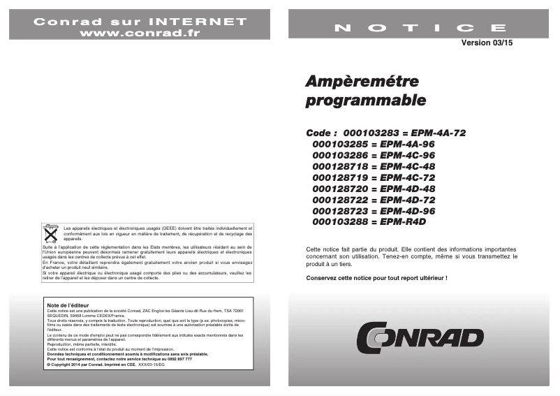 Page n°1 - Manuel utilisateur ENTES EPM-4C-96