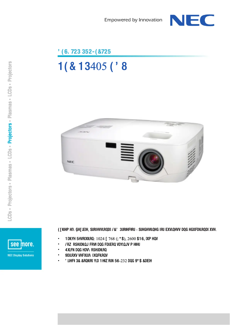 Página 1 del manual Ficha técnica NEC NP405