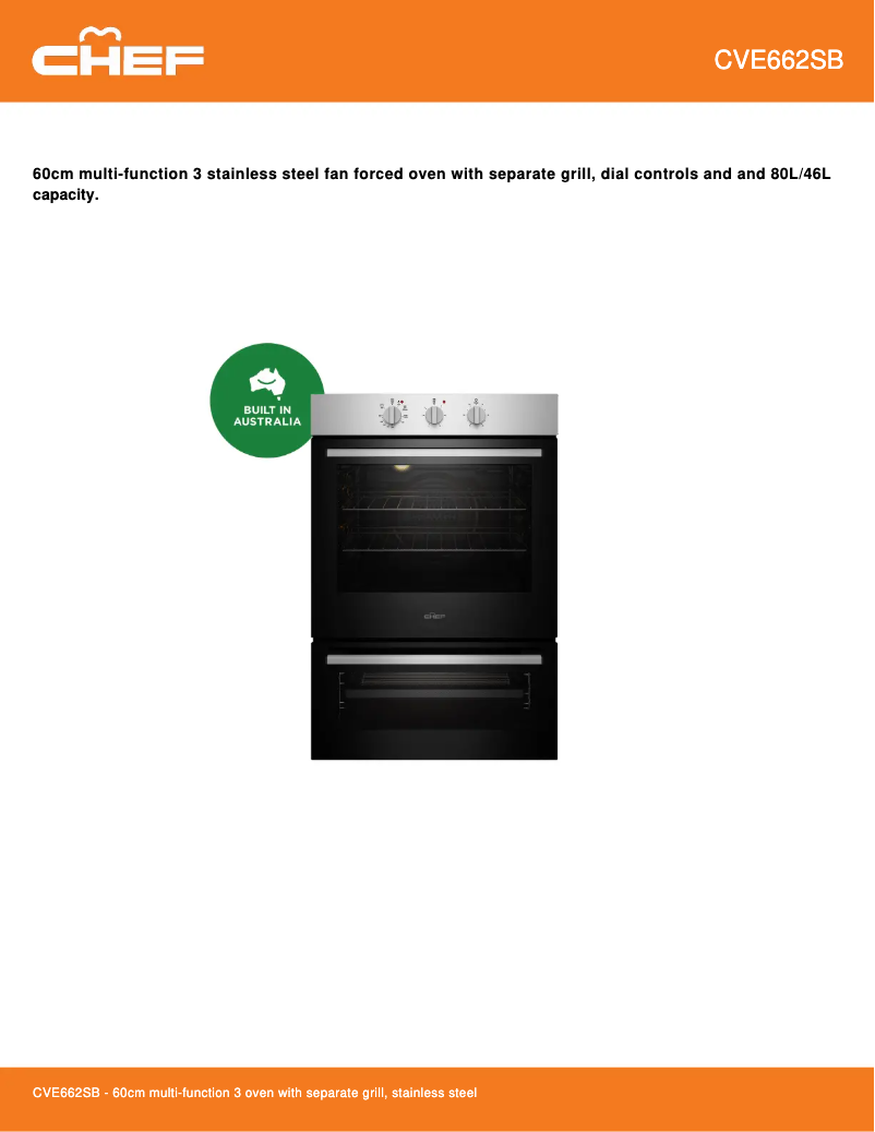 Página 1 del manual Ficha técnica Chef CVE662SB