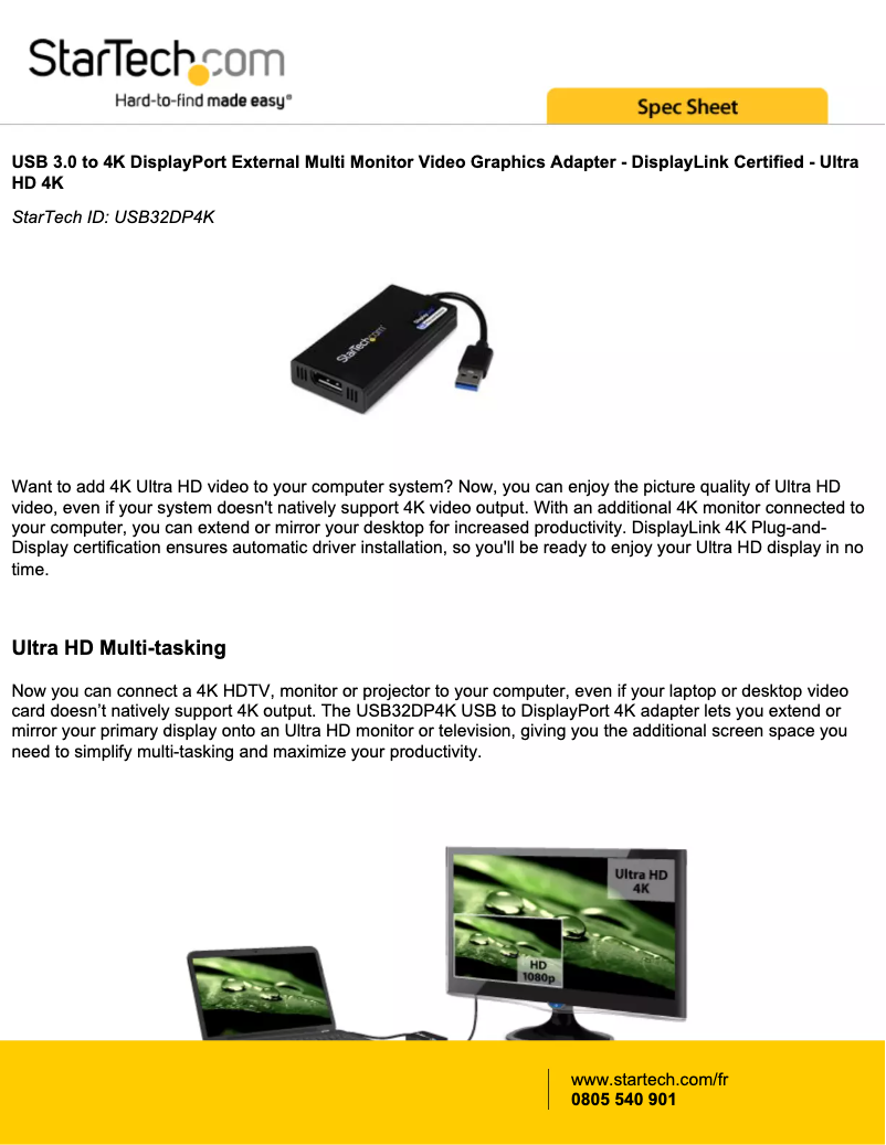 Página 1 del manual Folleto StarTech.com USB32DP4K