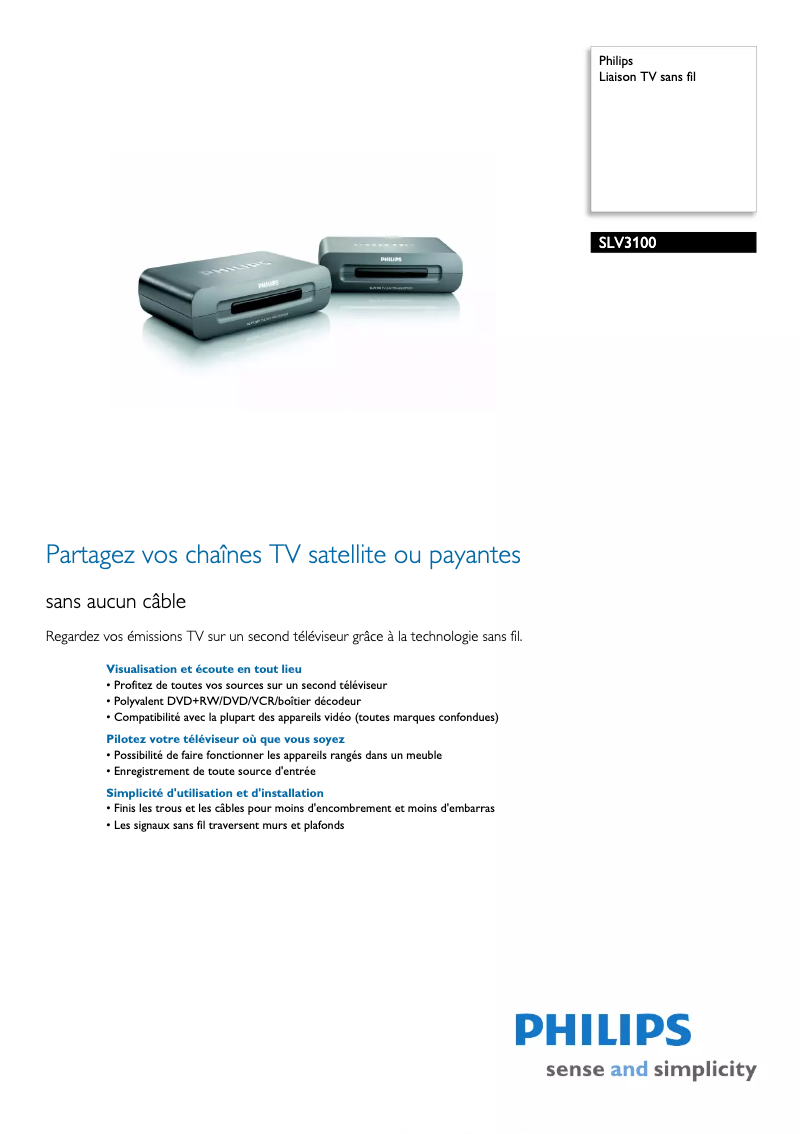 Page n°1 - Fiche technique Philips SLV3100