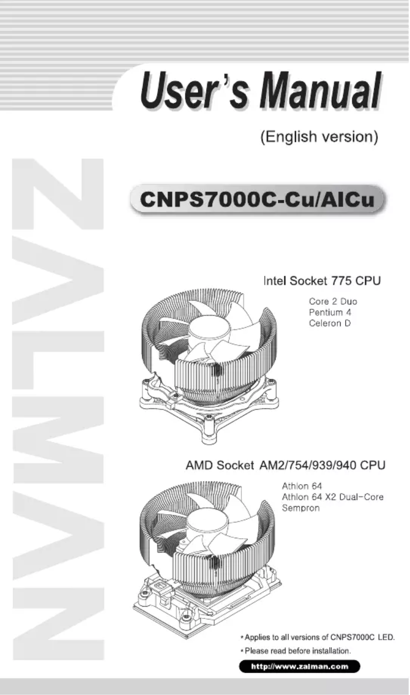 Page 1 de la notice Manuel utilisateur Zalman CNPS7000C-AlCu