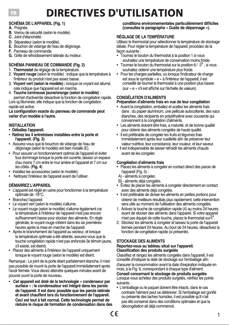 Page 1 de la notice Manuel utilisateur Whirlpool CF610