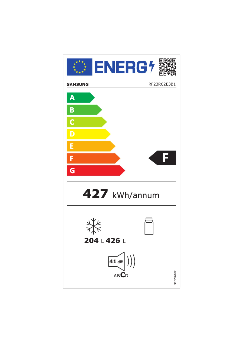 Page n°1 - Label énergétique Samsung RF23R62E3B1