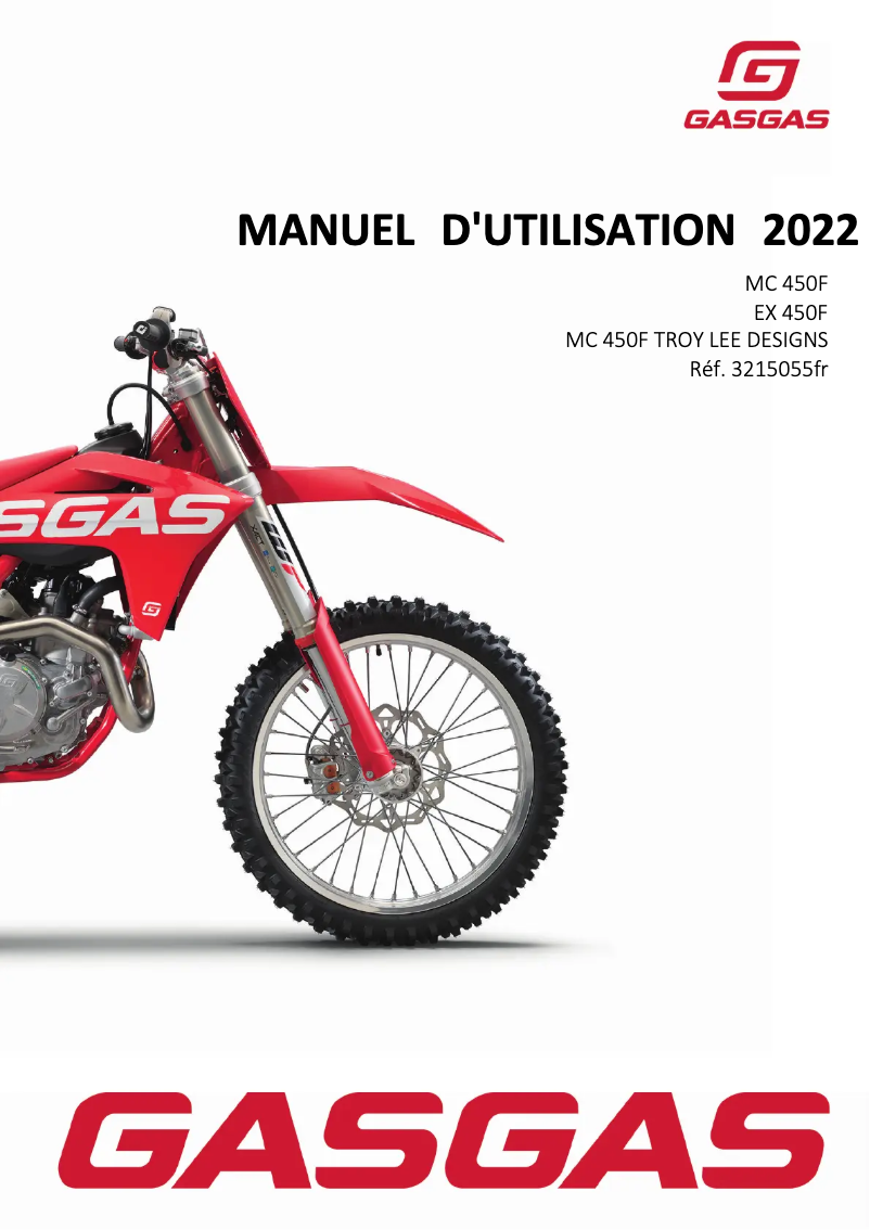 Page 1 de la notice Manuel utilisateur GasGas MC 450F (2022)