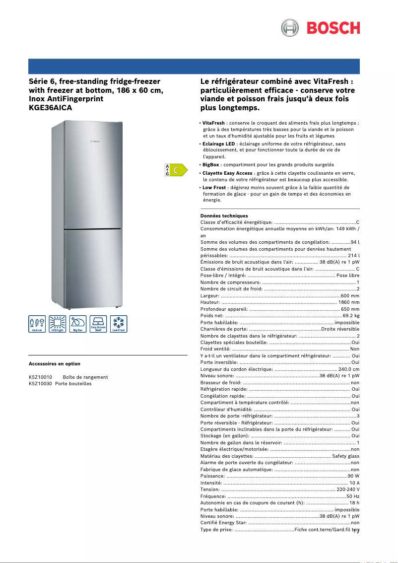 Image de la première page du manuel de l'appareil KGE36AICA