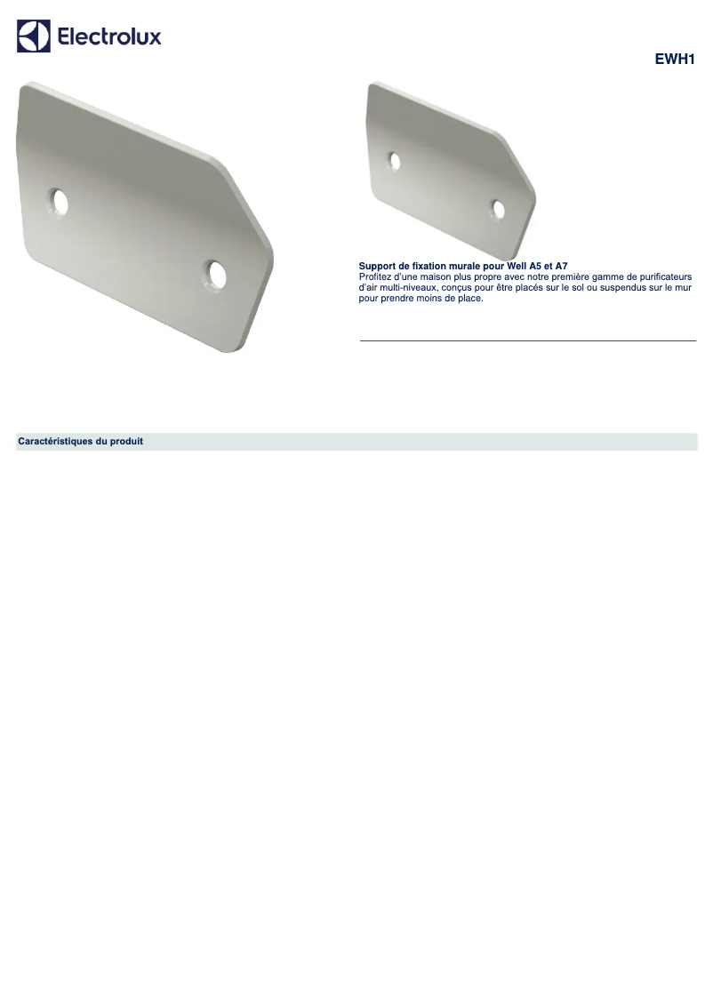 Page 1 de la notice Fiche technique Electrolux EWH1