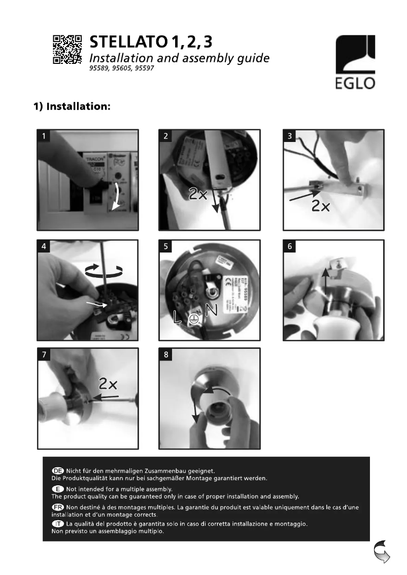 Page n°1 - Manuel utilisateur Eglo Stellato 1