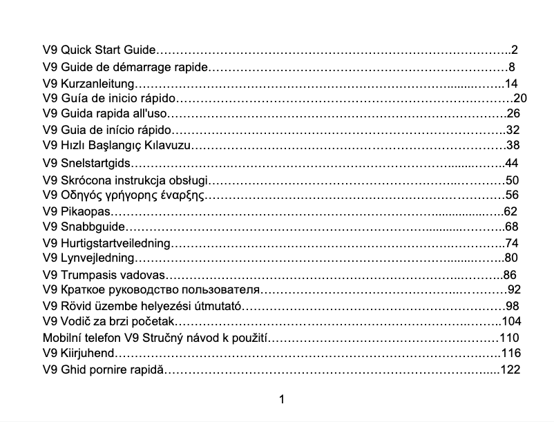 Page 1 de la notice Manuel utilisateur ZTE V9