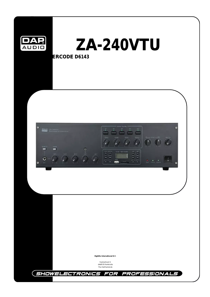 Page n°1 - Manuel utilisateur DAP-Audio ZA-240 VTU