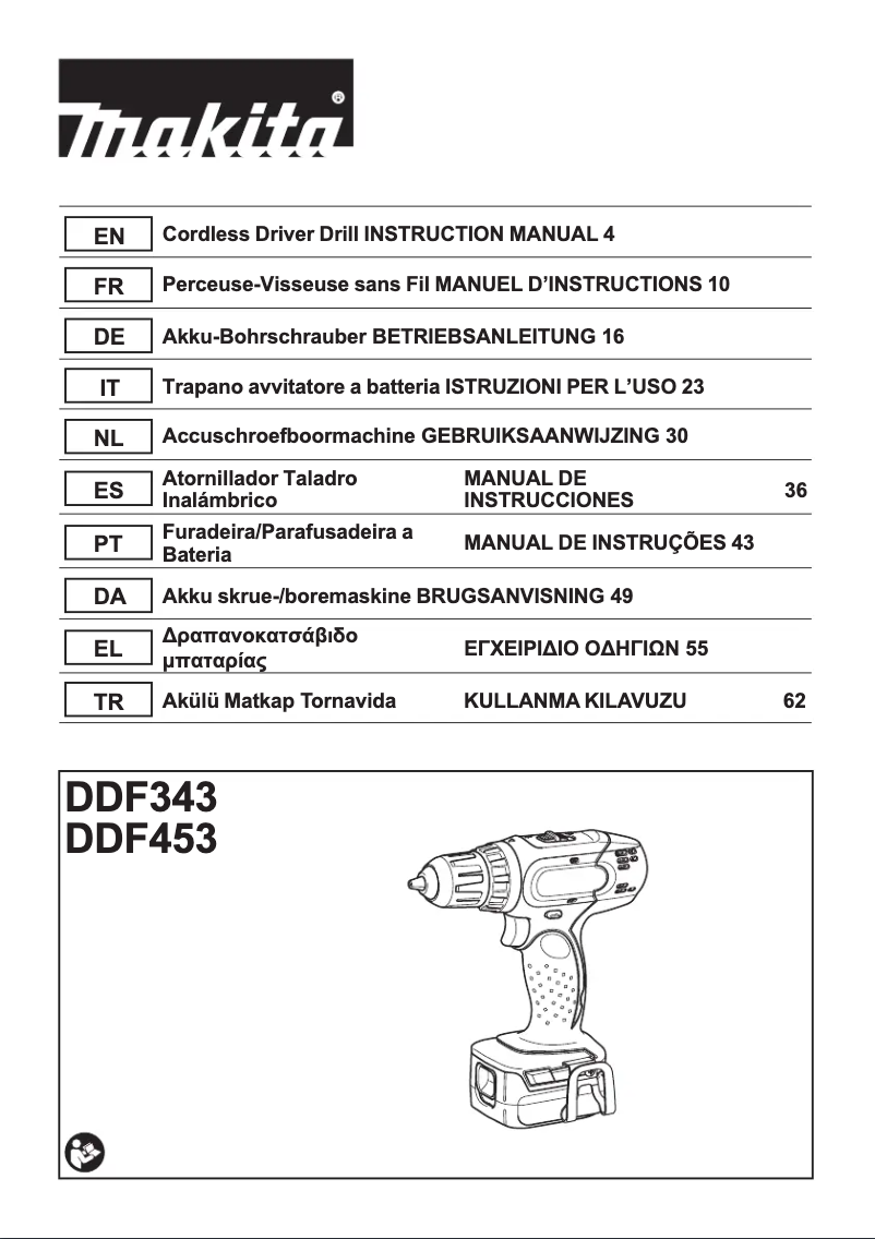 Page 1 de la notice Manuel utilisateur Makita DDF343RYE