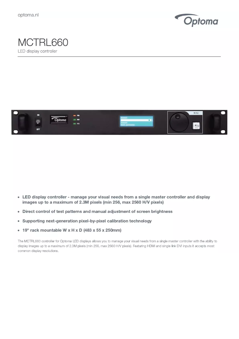 Page 1 de la notice Manuel utilisateur Optoma MCTRL660