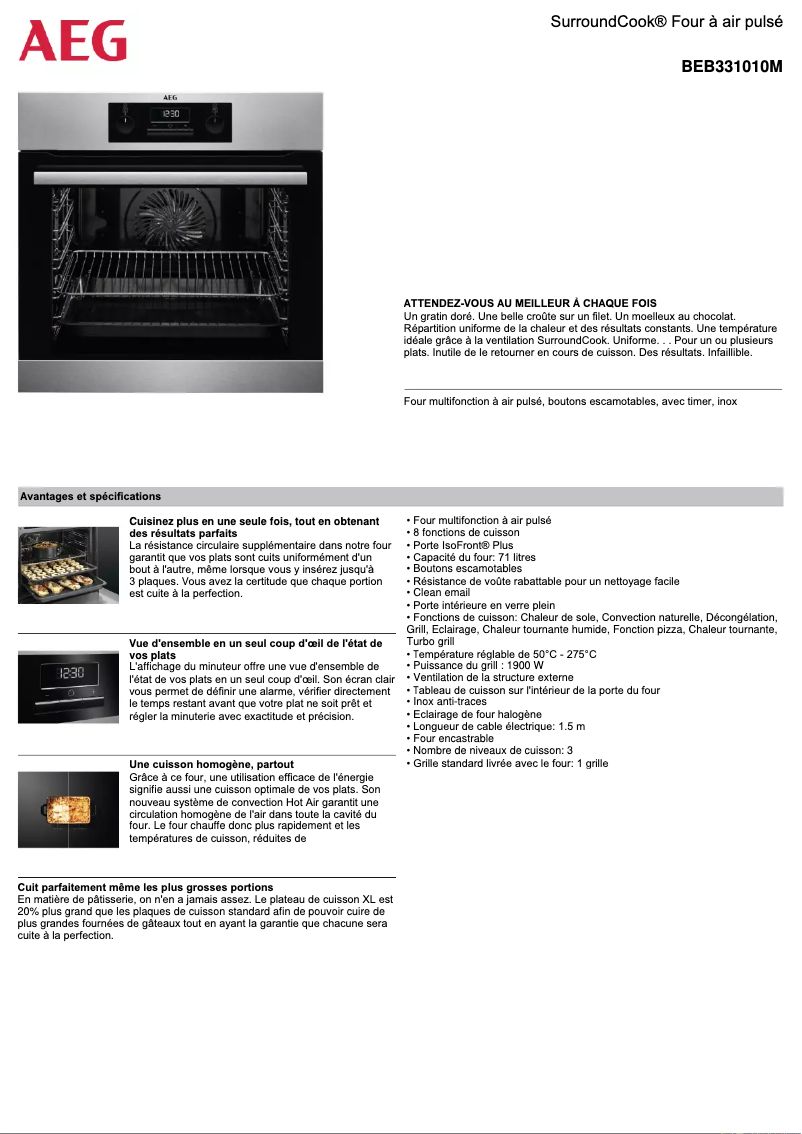 Page n°1 - Fiche technique AEG BEB331010M