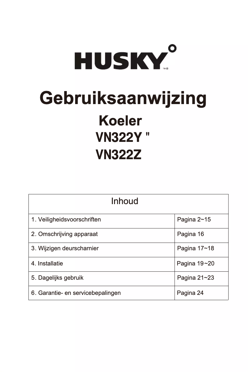 Page 1 de la notice Manuel utilisateur Husky TL100X