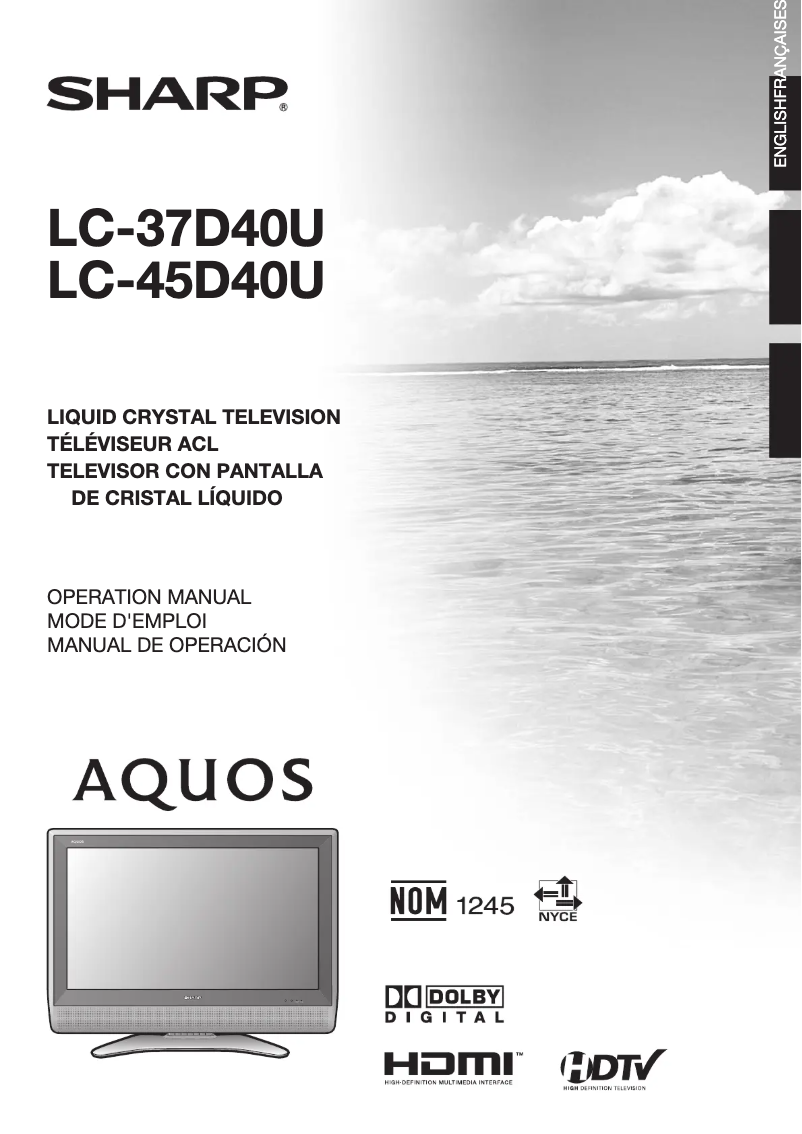 Image de la première page du manuel de l'appareil Aquos LC-37D40U