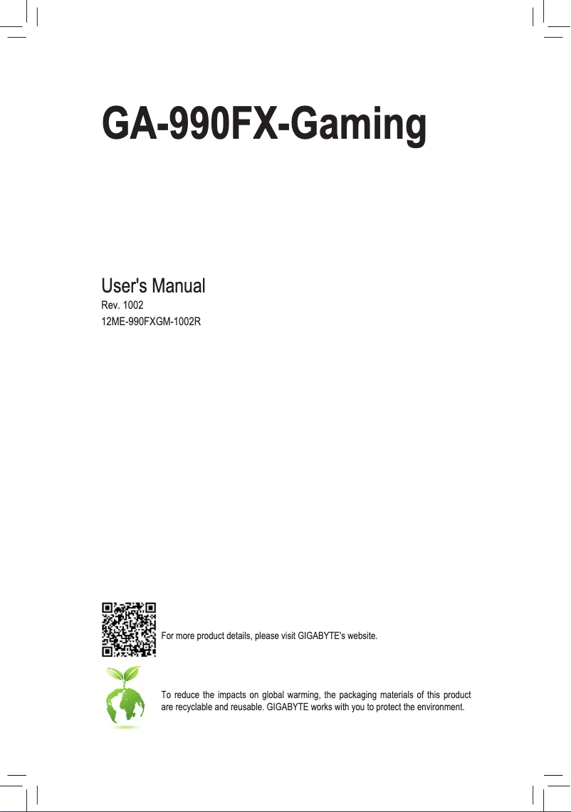 Image de la première page du manuel de l'appareil GA-990FX-Gaming