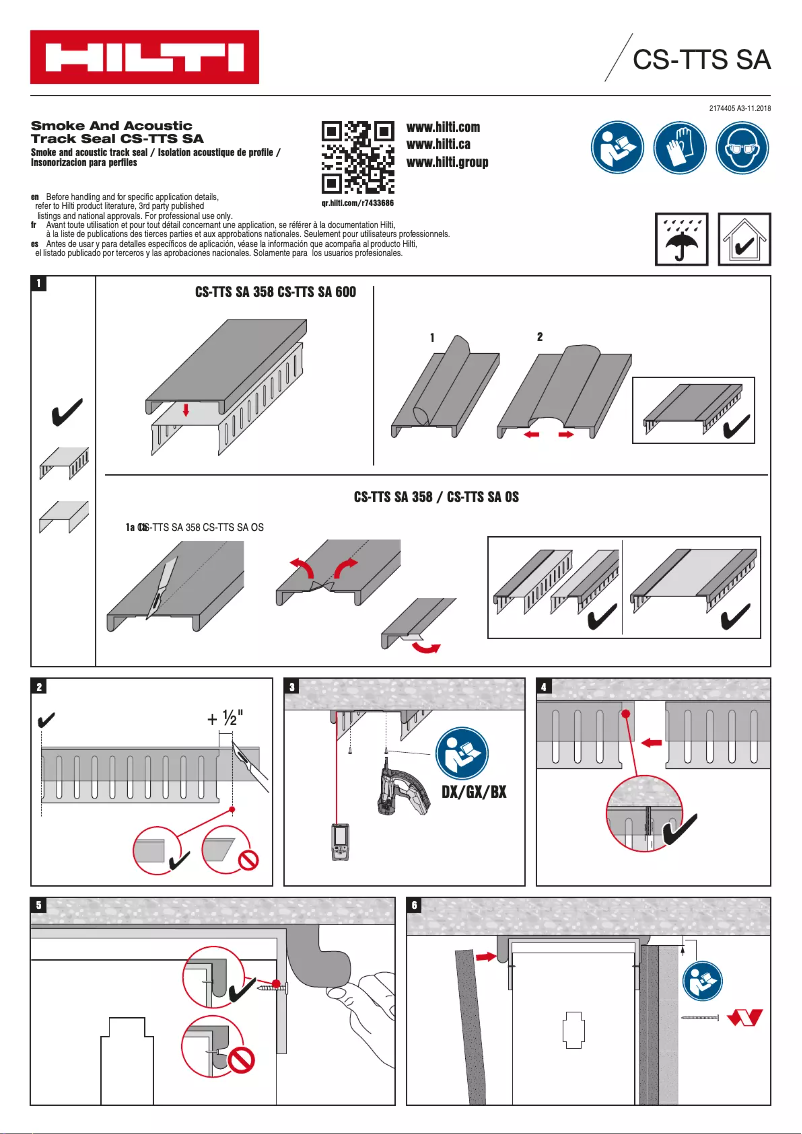 Page 1 de la notice Instructions / montage Hilti CS-TTS SA