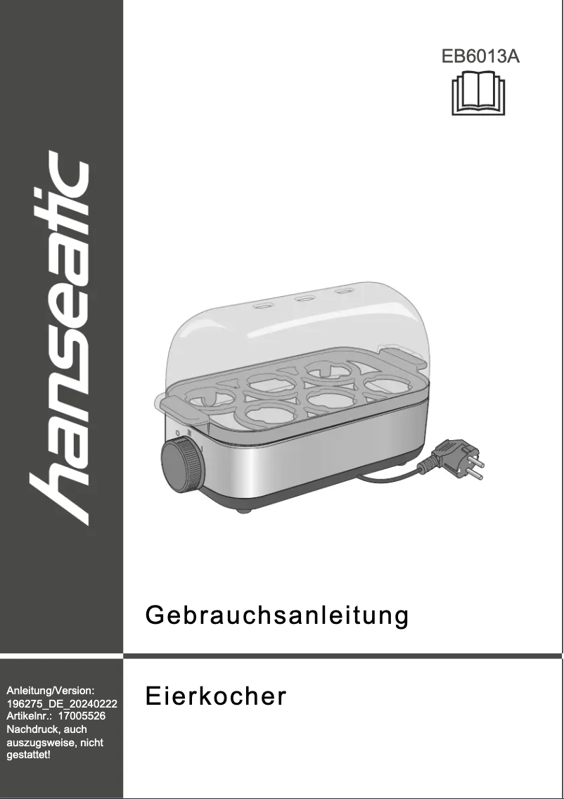 Página 1 del manual Manual de usuario Hanseatic EB6013A