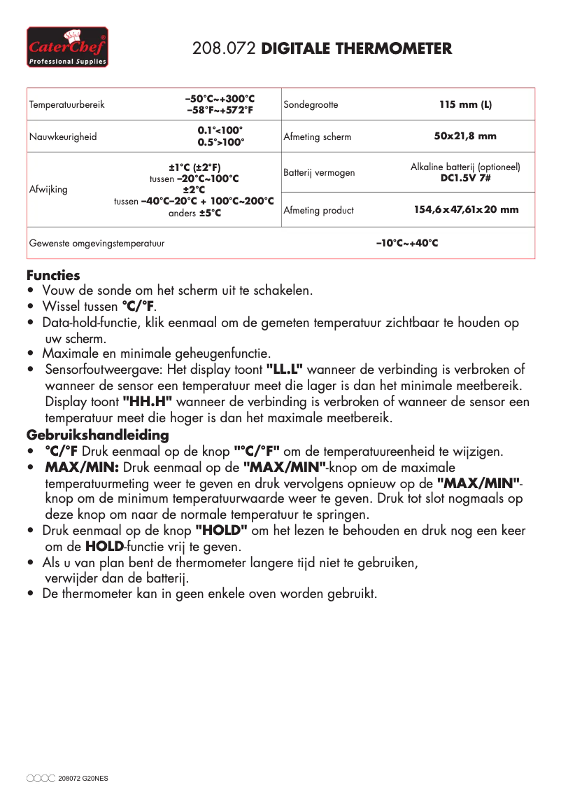 First page image of the manual for 208072