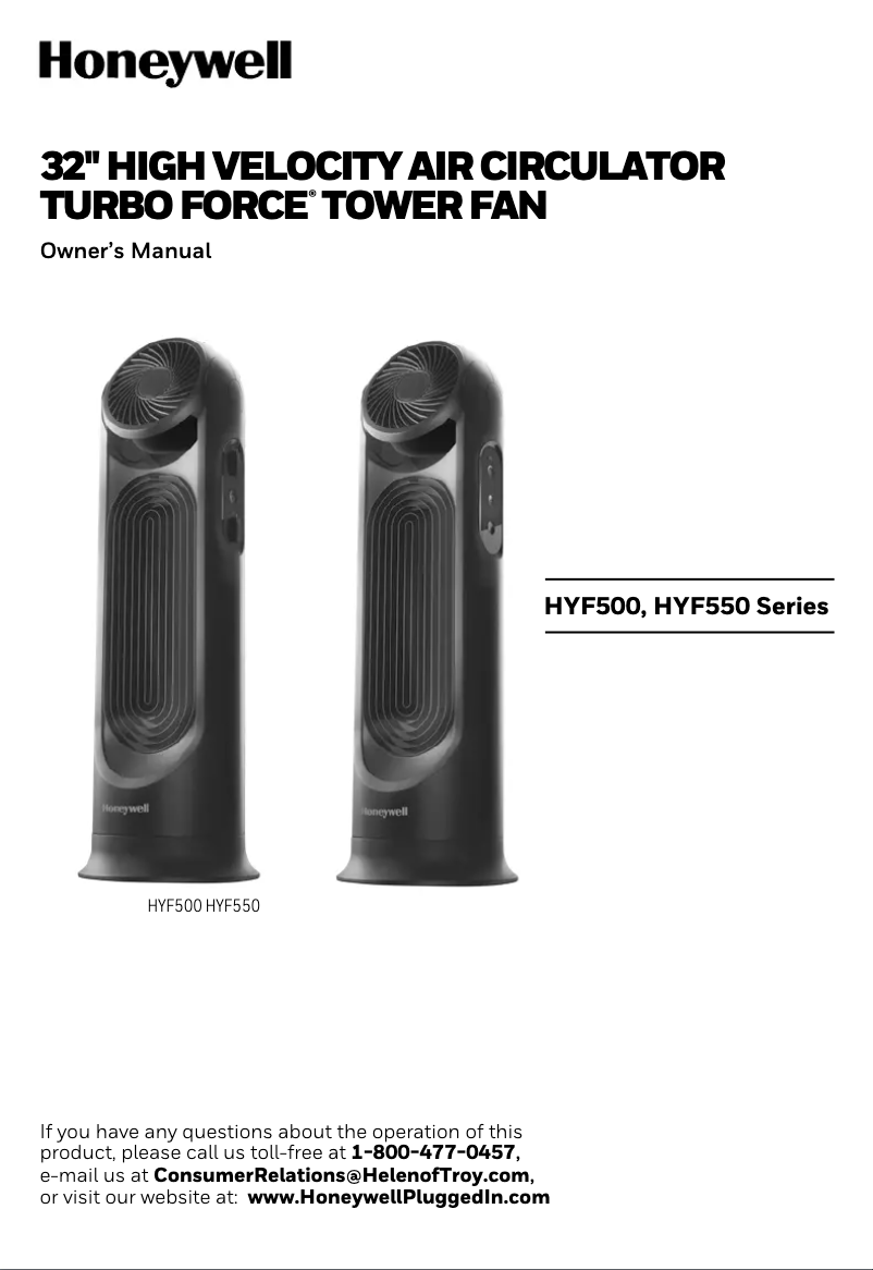 Page n°1 - Manuel utilisateur Honeywell HYF500