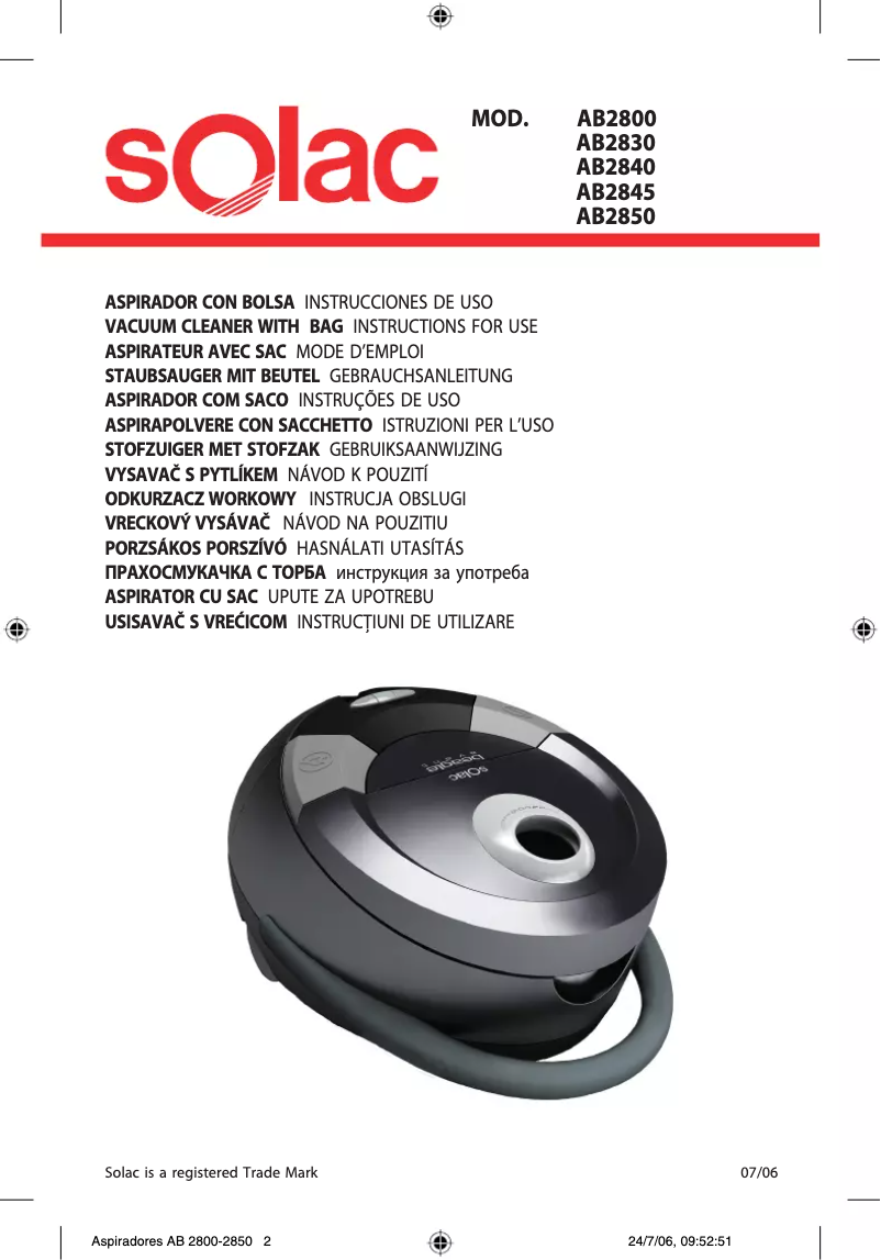 Image de la première page du manuel de l'appareil AB2845